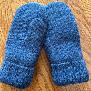 Felted Wool Handcrafted Mittens from Repurposed J Crew Sweater - Denim Heather
